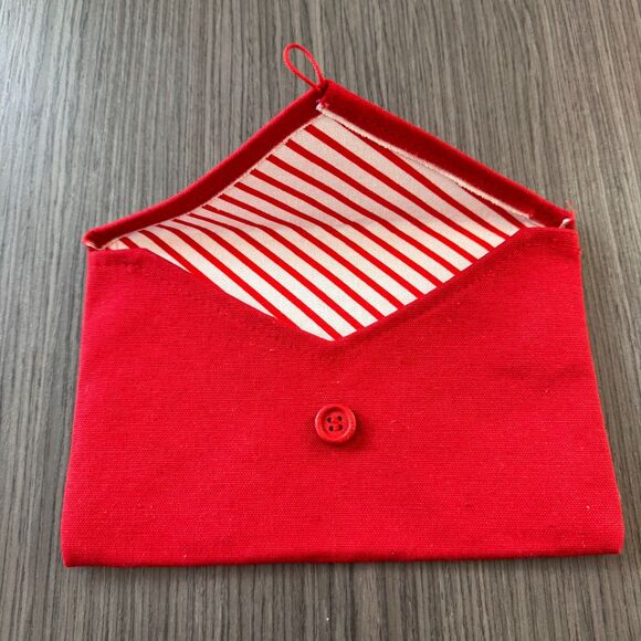 Cotton blend christmas envelope card red white north pole candy cane striped - Picture 3 of 5